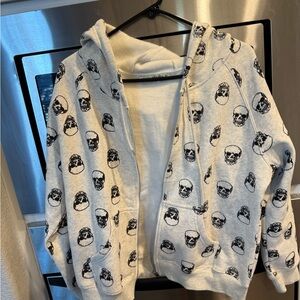 SM Wardrobe Skull Print Zip-Up Hoodie